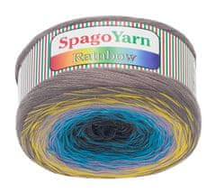 Priadza SpagoYarn Rainbow - 250g / 1000 m - kávová, žltá, fialová, tyrkys, šedá