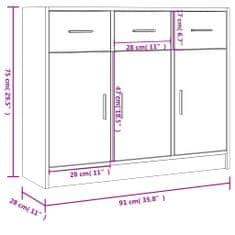 Petromila vidaXL Komoda vysoký lesk biela 91x28x75 cm kompozitné drevo