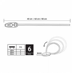 Bradas Elastické sťahovacie úchyty nastaviteľné, 40-80cm, sada 6ks BUNGEE CORD REGULATED BR-BCR-05SET1GY-B