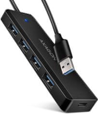 AXAGON travel hub 4x USB 3.2 Gen 1, 1x USB-C, kábel USB-A 19cm