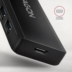 AXAGON travel hub 4x USB 3.2 Gen 1, 1x USB-C, kábel USB-C 19cm