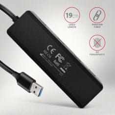 AXAGON travel hub 4x USB 3.2 Gen 1, 1x USB-C, kábel USB-A 19cm