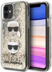 Karl Lagerfeld Kryt iPhone 11 6,1" gold hardcase Liquid Glitter Karl&Choupette (KLHCN61KCGLGO)