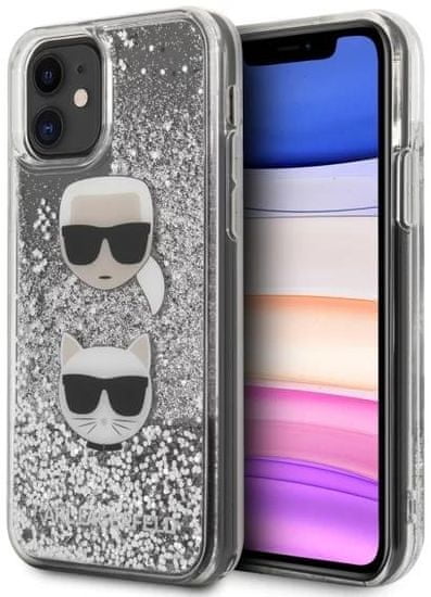 Karl Lagerfeld Kryt iPhone 11 Hardcase Silver Glitter Karl&Choupette (KLHCN61KCGLSL)