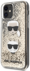 Karl Lagerfeld Kryt iPhone 11 6,1" gold hardcase Liquid Glitter Karl&Choupette (KLHCN61KCGLGO)