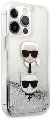 Karl Lagerfeld Kryt KLHCP13LKICGLS iPhone 13 Pro / 13 6,1" silver hardcase Liquid Glitter Karl&Choupette Head (KLHCP13LKICGLS)