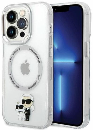 Karl Lagerfeld Kryt iPhone 13 Pro 6,1" hardcase transparent Iconic Karl&Choupette Magsafe (KLHMP13LHNKCIT)