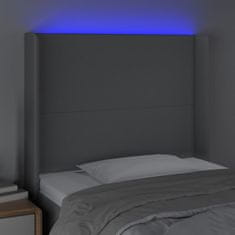 Vidaxl Čelo postele s LED bledosivé 93x16x118/128 cm látka