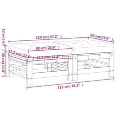 Vidaxl Záhradné podnožky s vankúšmi 2 ks sivé borovicový masív