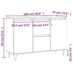 Vidaxl Komoda dub sonoma 104x35x70 cm kompozitné drevo