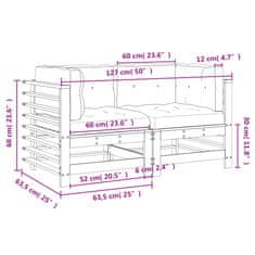 Vidaxl Rohové pohovky s vankúšmi 2 ks masívny douglas