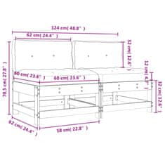 Vidaxl Rohové pohovky s vankúšmi 2 ks biele borovicový masív