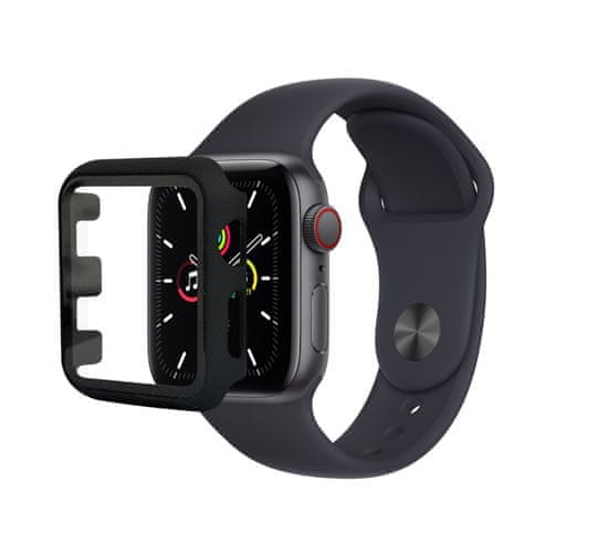 KOMA Ochranný kryt s tvrdeným sklom pre Apple Watch 44 mm (Series 4,5,6 a SE), čierny