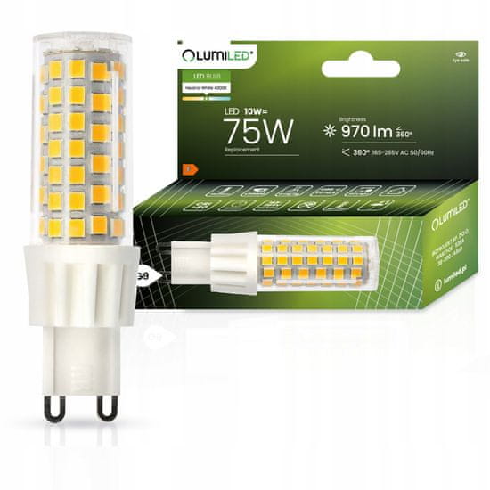 LUMILED LED žiarovka G9 capsule 10W = 75W 970lm 4000K Neutrálna biela 360°