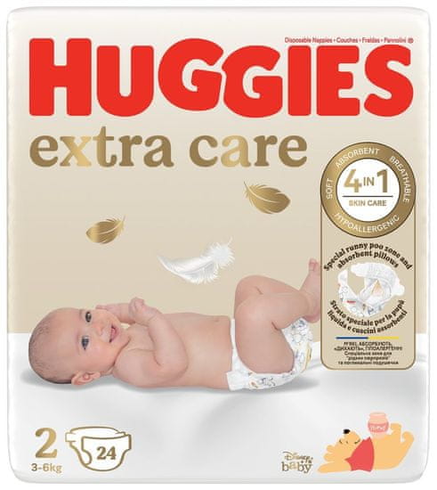 Huggies Plienky jednorázové Extra Care 2 (3-6 kg) 24 ks