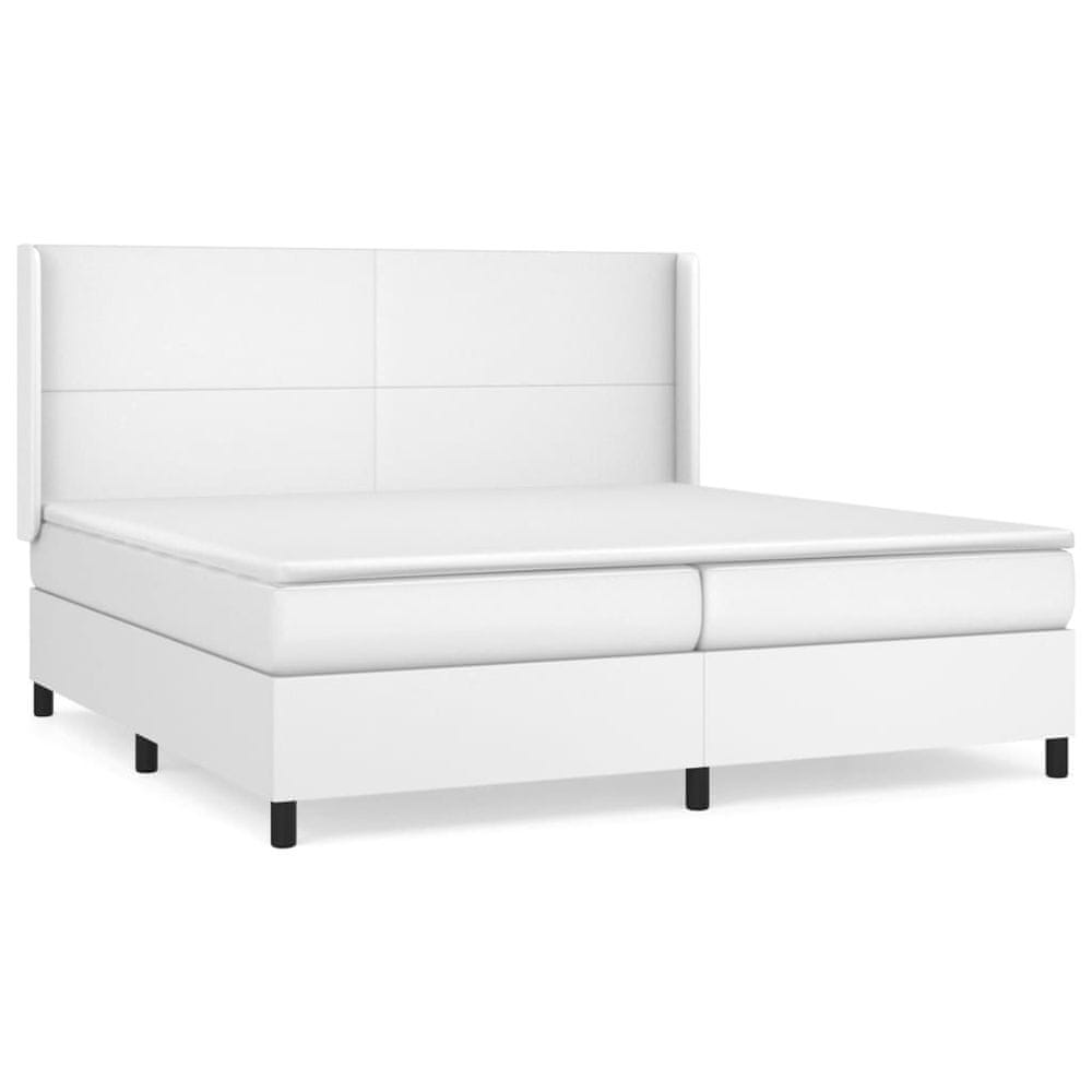 Vidaxl Boxspring posteľ s matracom biela 200x200 cm umelá koža