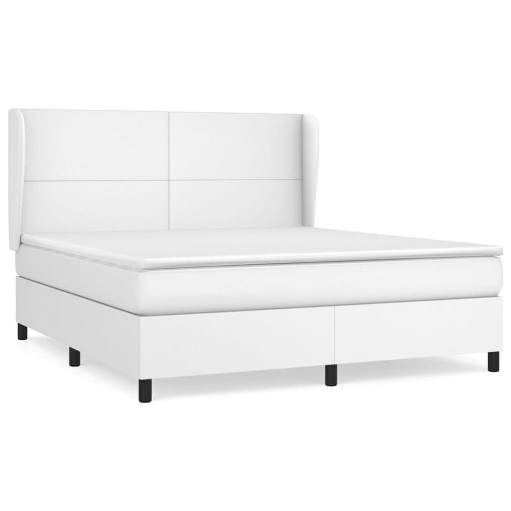 Vidaxl Boxspring posteľ s matracom biela 180x200 cm umelá koža