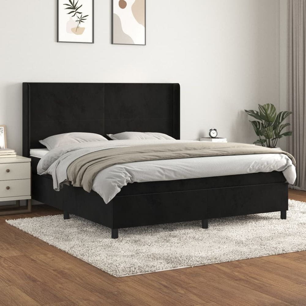 Vidaxl Posteľný rám boxspring s matracom čierny 160x200 cm zamat