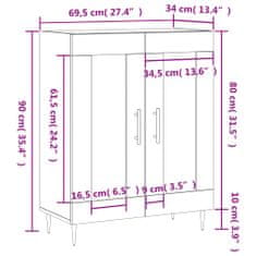 Vidaxl Komoda lesklá biela 69,5x34x90 cm spracované drevo