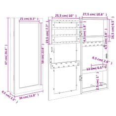 Petromila vidaXL Zrkadlová skrinka na šperky nástenná biela 30x8,5x67 cm