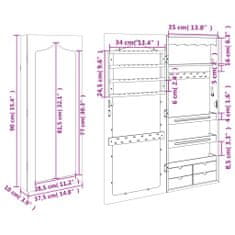 Petromila vidaXL Zrkadlová skrinka na šperky nástenná čierna 37,5x10x90 cm