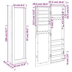 Petromila vidaXL Zrkadlová skrinka na šperky nástenná čierna 30x8,5x106 cm