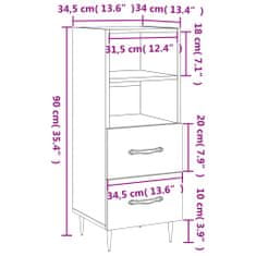 Petromila vidaXL Komoda dymový dub 34,5x34x90 cm spracované drevo