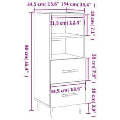 Petromila vidaXL Komoda biela 34,5x34x90 cm spracované drevo