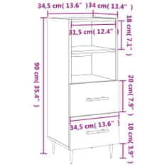 Vidaxl Komoda lesklá biela 34,5x34x90 cm spracované drevo