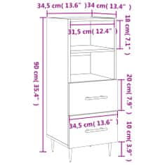 Petromila vidaXL Komoda sivý dub sonoma 34,5x34x90 cm spracované drevo