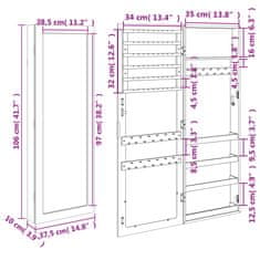 Petromila vidaXL Zrkadlová skrinka na šperky nástenná biela 37,5x10x106 cm