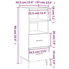 Petromila vidaXL Komoda biela 34,5x34x90 cm spracované drevo