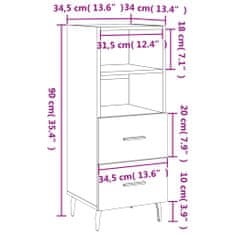 Petromila vidaXL Komoda dub sonoma 34,5x34x90 cm spracované drevo