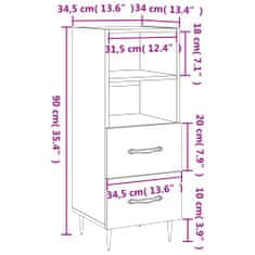 Vidaxl Komoda dymový dub 34,5x34x90 cm spracované drevo