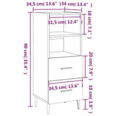 Vidaxl Komoda dymový dub 34,5x34x90 cm spracované drevo