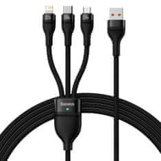 shumee Kábel 3v1 USB na USB-C / iPhone Lightning / micro USB 1,2 m - čierny