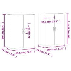 Petromila vidaXL Nástenné skrinky 2 ks lesklé biele 69,5x34x90 cm