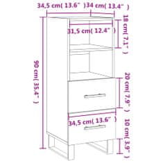 Vidaxl Komoda dymový dub 34,5x34x90 cm spracované drevo