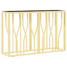 Vidaxl Konzolový stolík zlatý 110x30x70 cm nehrdzavejúca oceľ a sklo