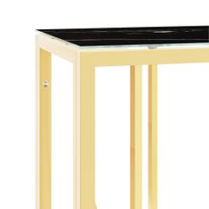 Petromila vidaXL Konzolový stolík zlatý 110x30x70 cm nehrdzavejúca oceľ a sklo