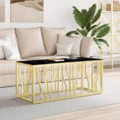 Petromila vidaXL Konferenčný stolík zlatý 110x45x45 cm nehrdzavejúca oceľ a sklo