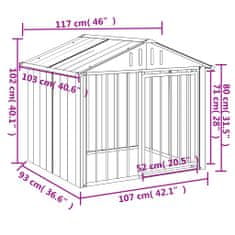 Petromila vidaXL Búda pre psa so strechou čierna 117x103x102 cm pozinkovaná oceľ