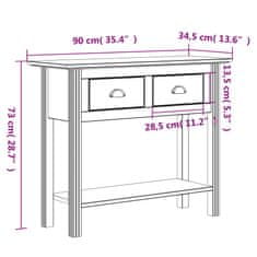 Vidaxl Konzolový stolík BODO sivý 90x34,5x73 cm borovicový masív