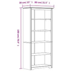 Vidaxl Knižnica BODO biela 80x38x180 cm masívna borovica 5-políc