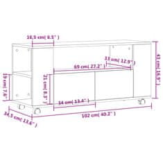 Vidaxl TV skrinka dub sonoma 102x34,5x43 cm kompozitné drevo