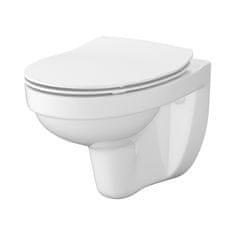 CERSANIT Cersania SimpleOn, závesná WC misa 52,5x36x37,5 cm + sedátko s pomalým zatváraním z duroplastu, horizontálny odpad, biela, S701-566