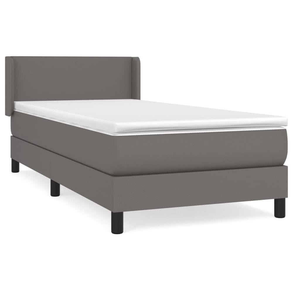 Vidaxl Boxspring posteľ s matracom sivá 90x200 cm umelá koža