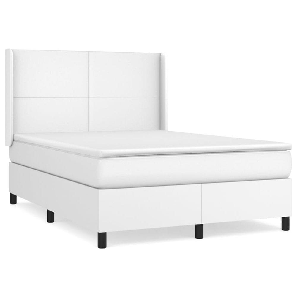 Vidaxl Boxspring posteľ s matracom biela 140x200 cm umelá koža