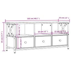 Vidaxl TV skrinka dub sonoma 102x33x45 cm kompozitné drevo a železo