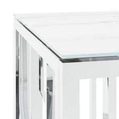 Petromila vidaXL Konferenčný stolík strieborný 110x45x45 cm nehrdz. oceľ a sklo